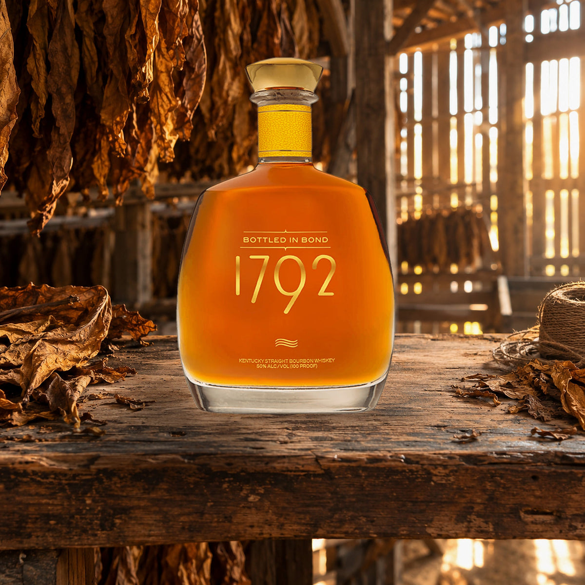 1792 Straight Bourbon Bottled In Bond Whiskey tobacco barn bench