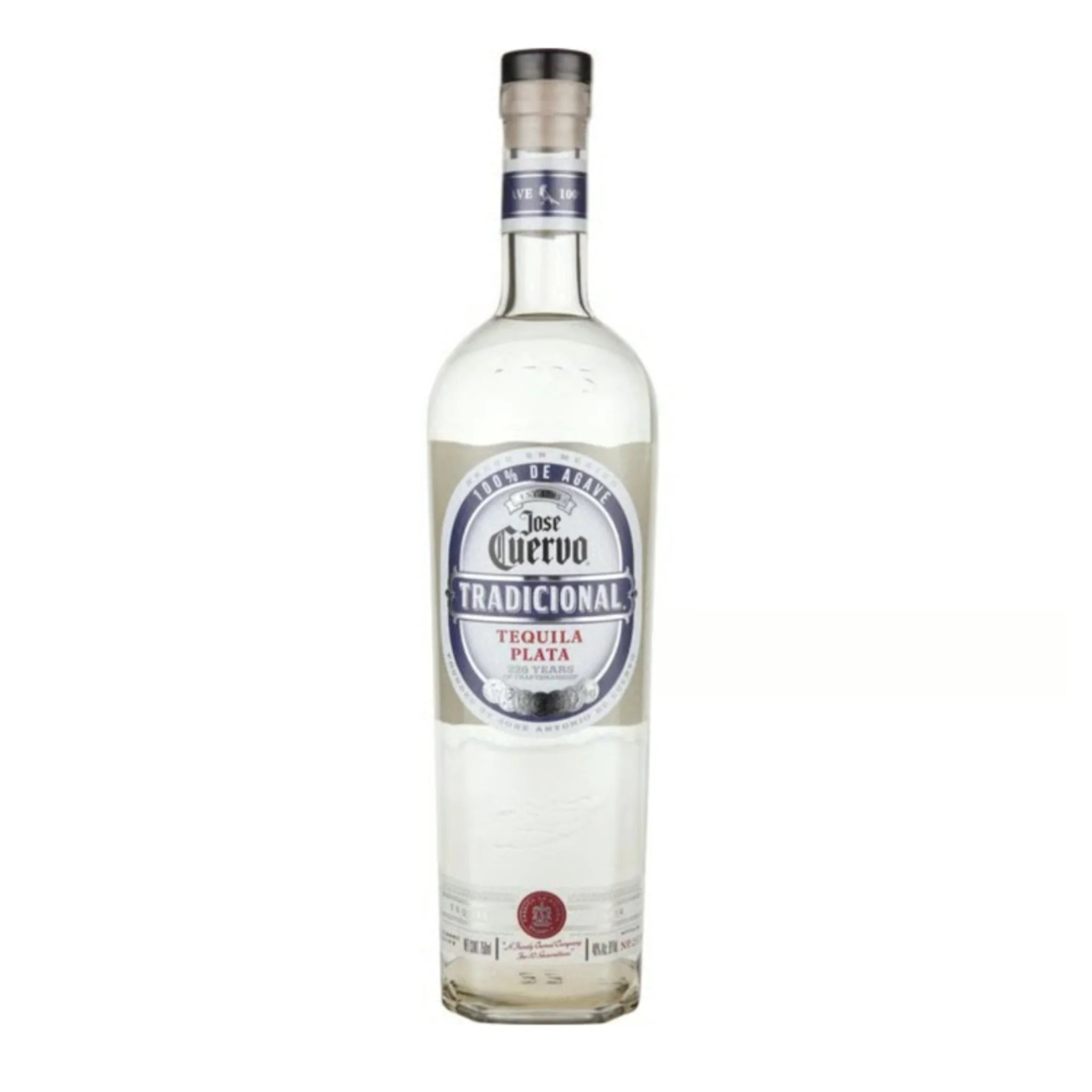 Jose Cuervo Tradicional Silver Plata bottle on a white background