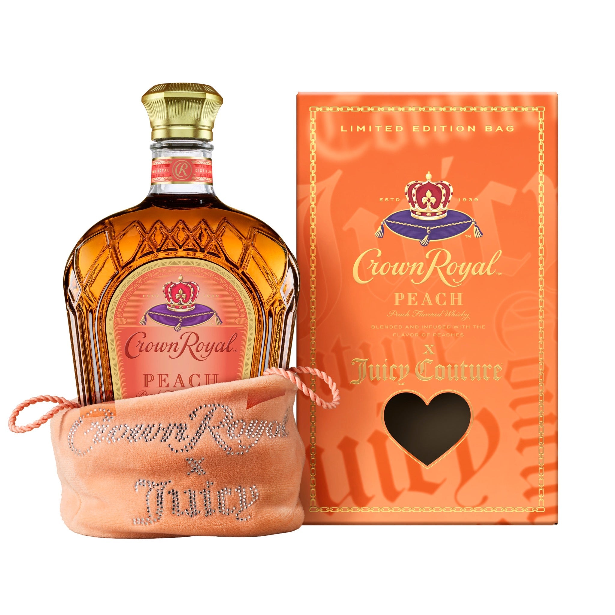 Crown Royal Peach X Juicy Couture - Bottle with velour bag and gift box
