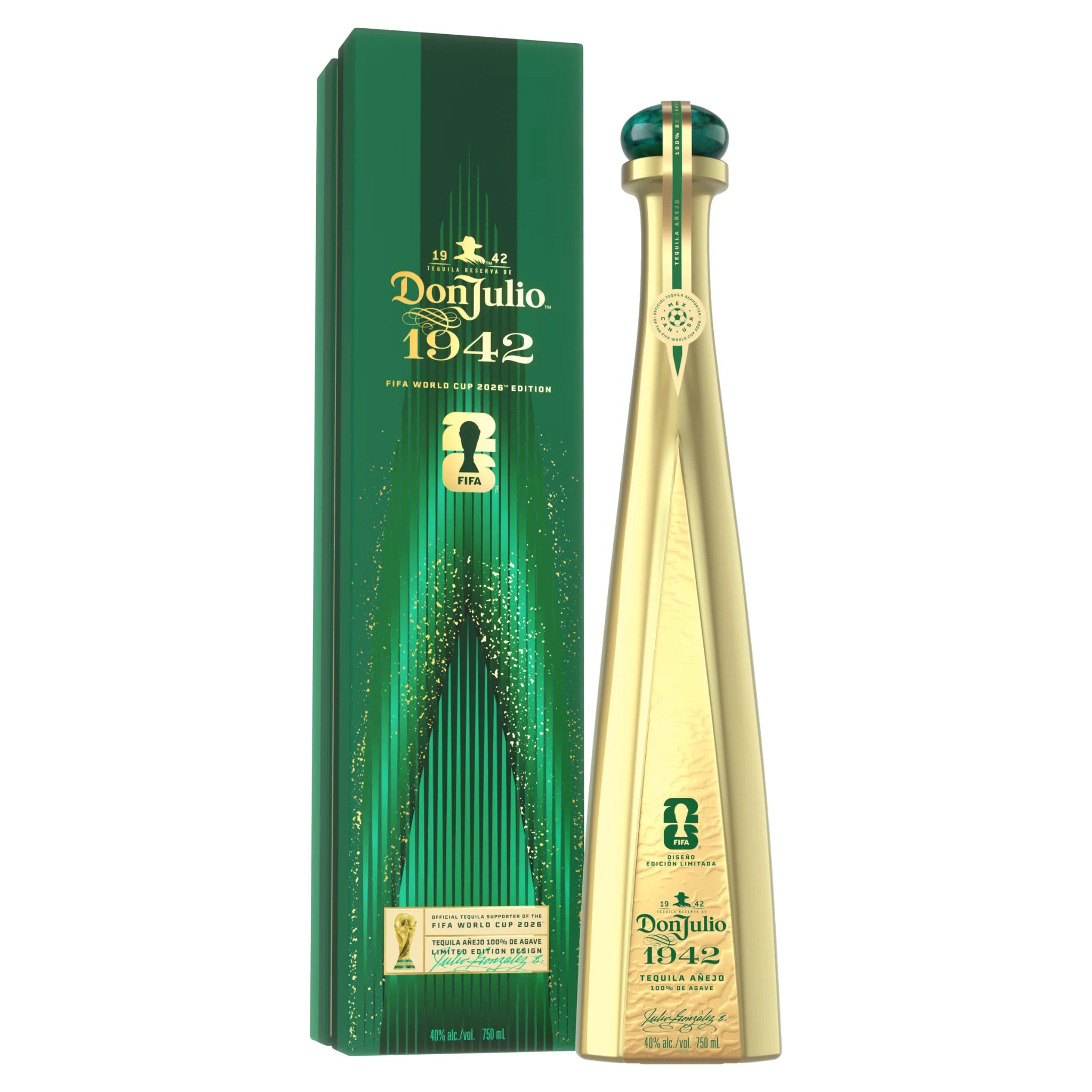 Don Julio 1942 FIFA World Cup 2026 Limited Edition Añejo Tequila — 750ml gold trophy bottle