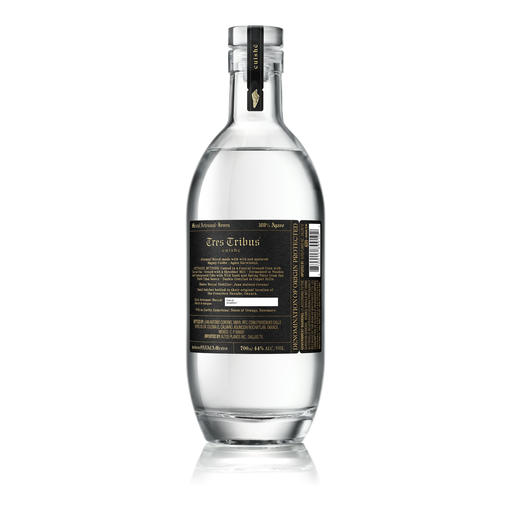 Tres Tribus Mezcal Cuishe back label