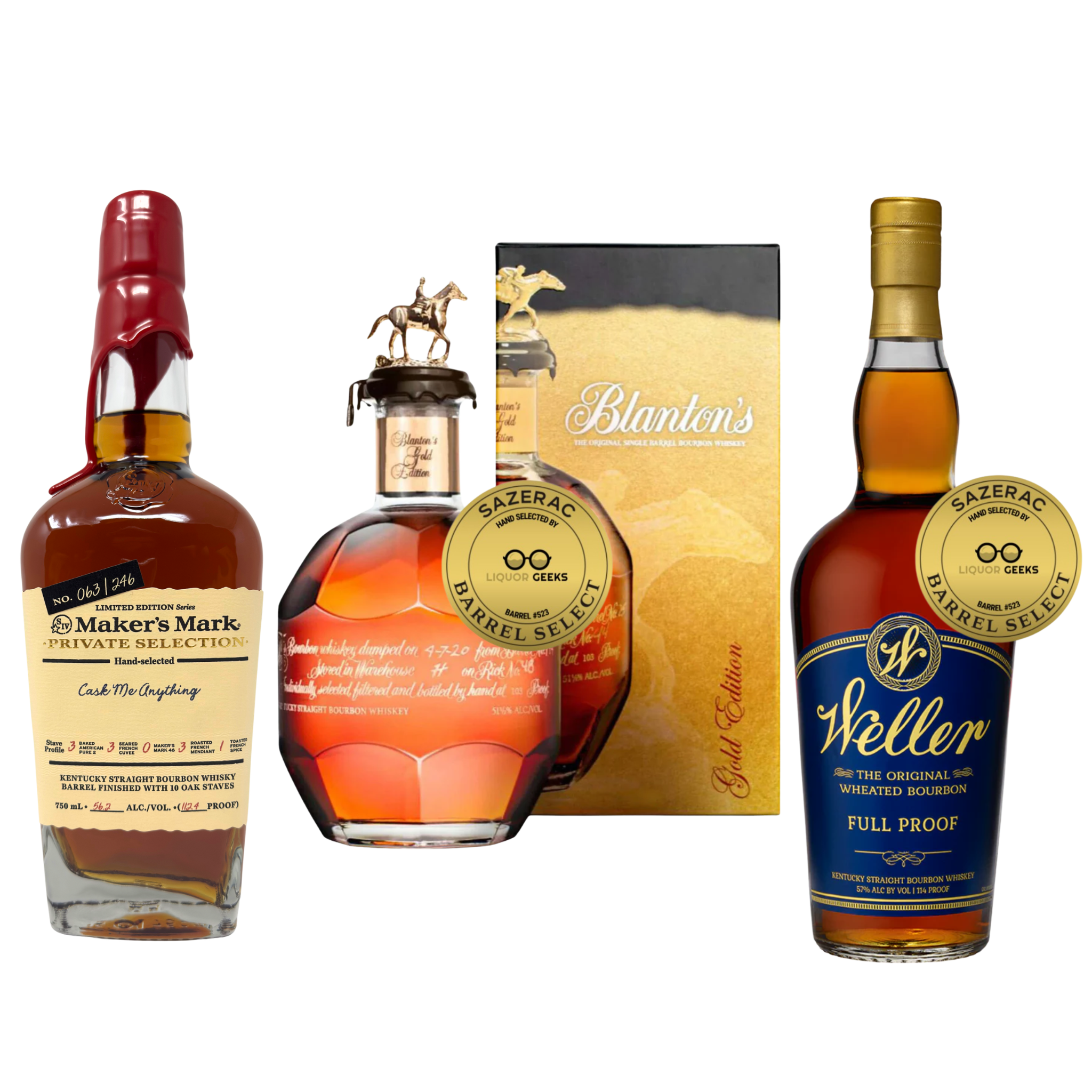 Weller, Blanton’s Gold & Maker’s Private Select Bundle