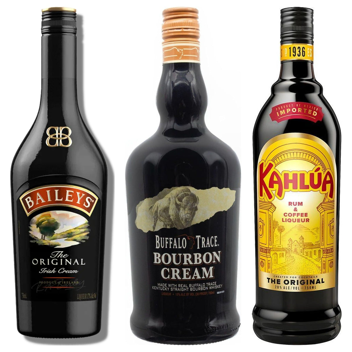 After-Dinner Trio — Baileys, Buffalo Trace Bourbon Cream & Kahlúa