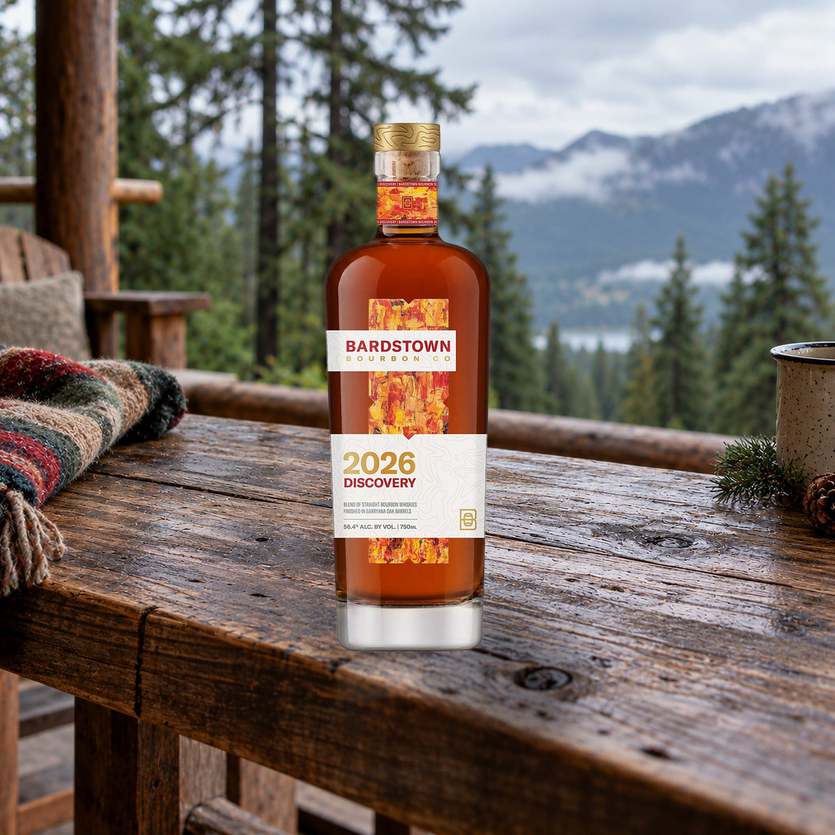 Bardstown Bourbon Company Discovery 2026 Straight Bourbon Finished in Garryana Oak cascade cabin deck