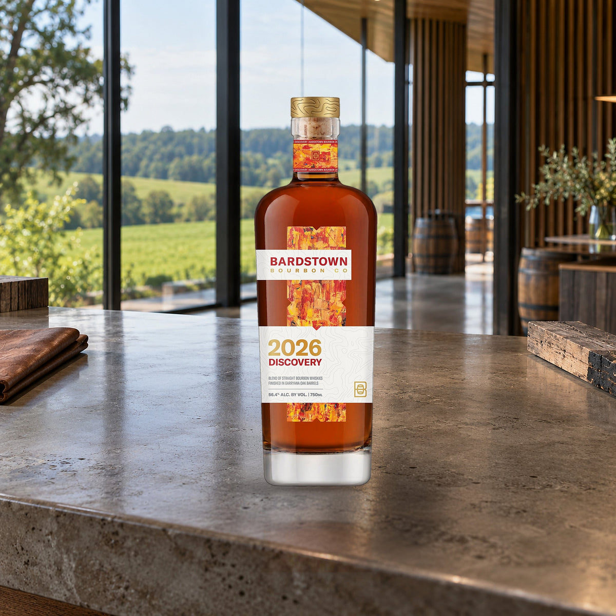 Bardstown Bourbon Company Discovery 2026 Straight Bourbon Finished in Garryana Oak glass tasting room