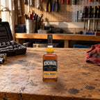 Benchmark Full Proof Kentucky Straight Bourbon Whiskey garage workbench