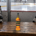 Black Velvet Toasted Caramel Flavored Whiskey hockey rink bench