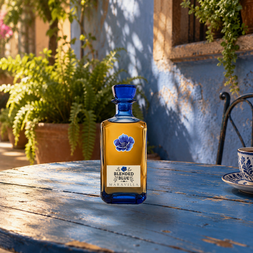 Blended Blue Maravilla Tequila blue cafe table