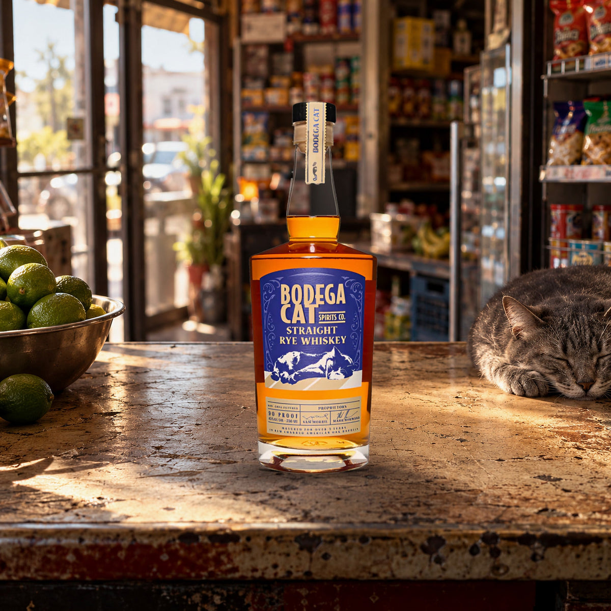 Bodega Cat Straight Rye Whiskey bodega counter