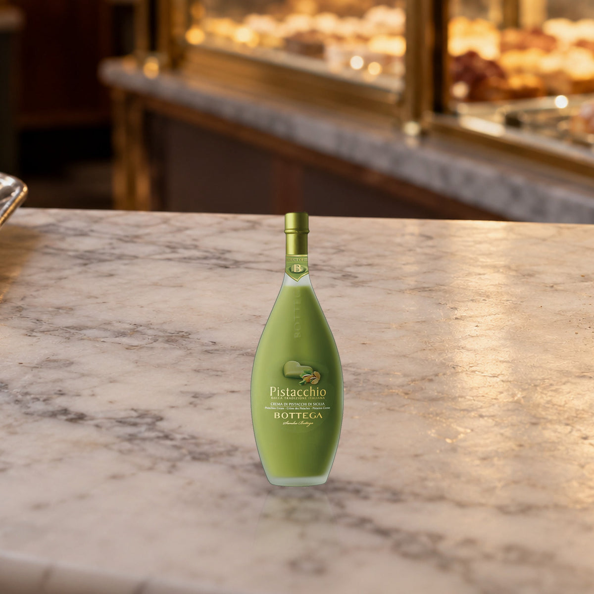 Bottega Pistachio Crème Liqueur pasticceria counter