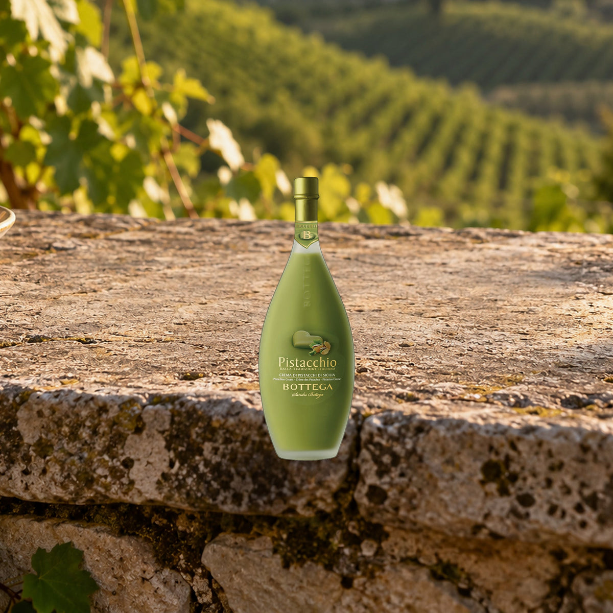 Bottega Pistachio Crème Liqueur prosecco hills wall