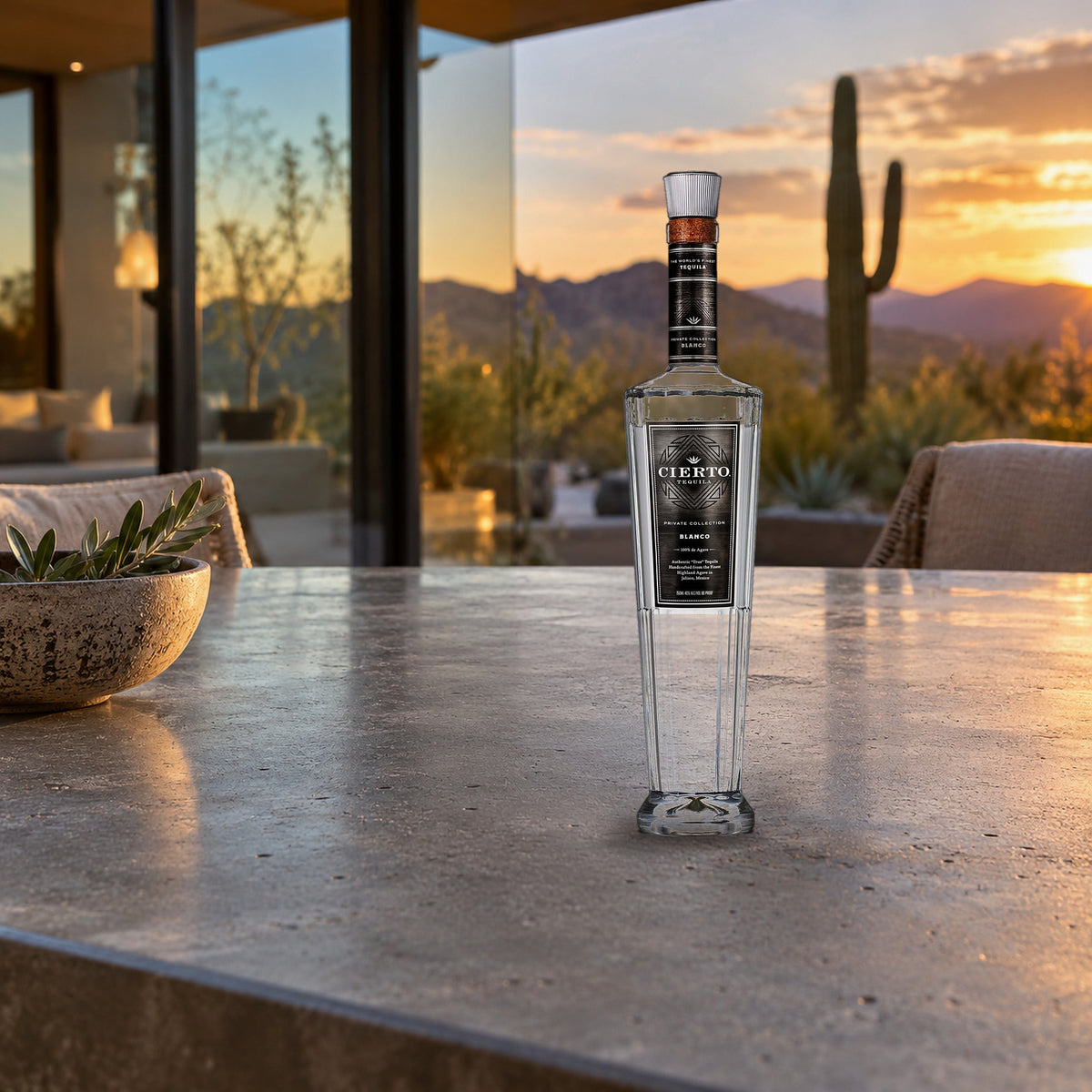 Cierto Tequila Blanco Private Collection modern concrete patio