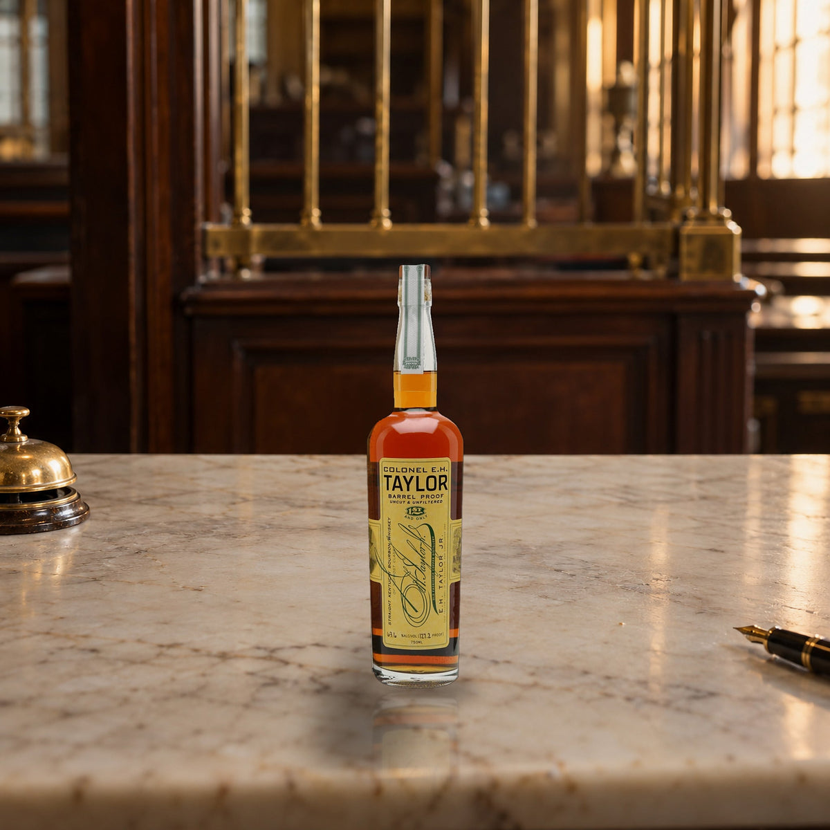 Colonel E.H Taylor Barrel Proof Uncut Whiskey old bank counter