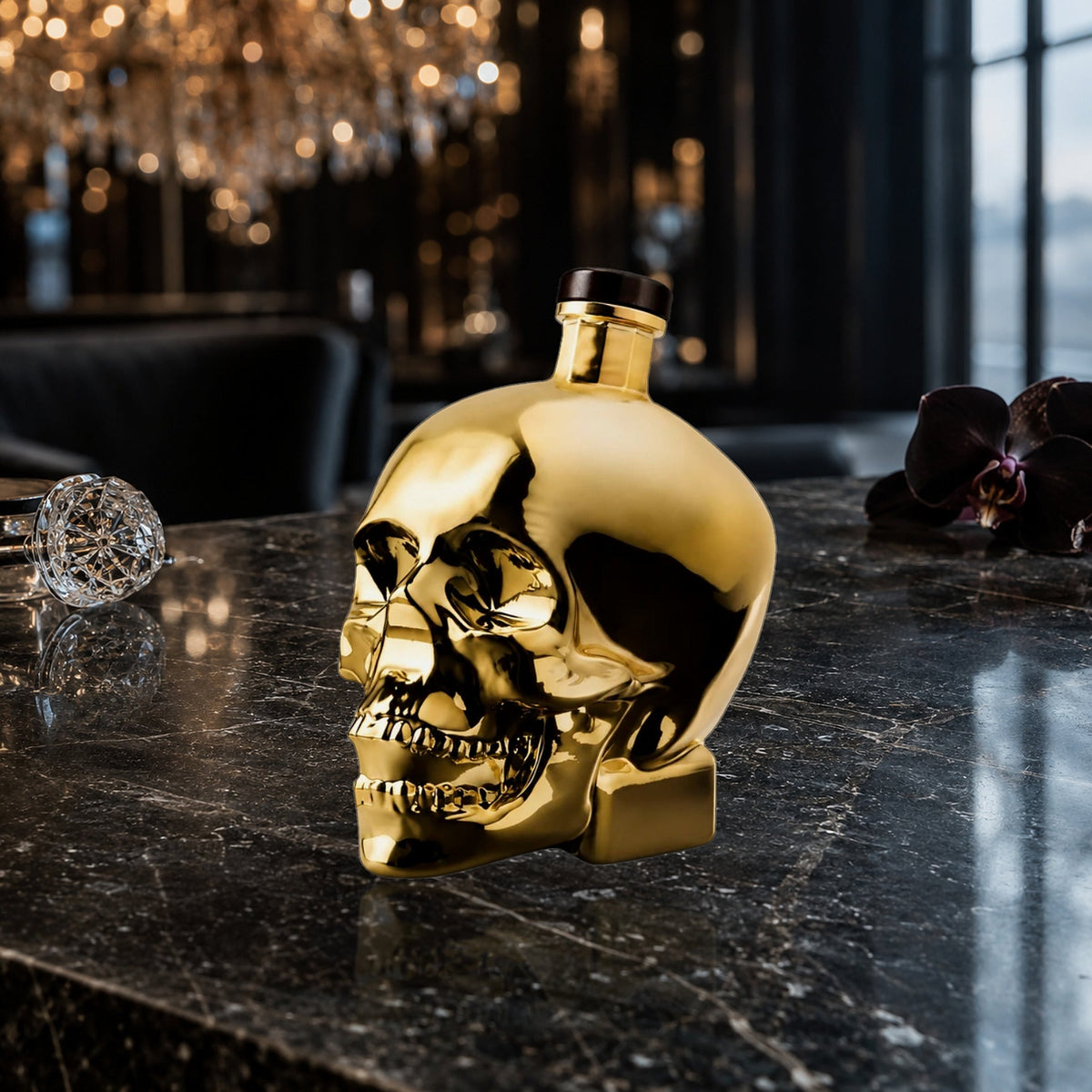 Crystal Head Vodka Gold Edition black granite
