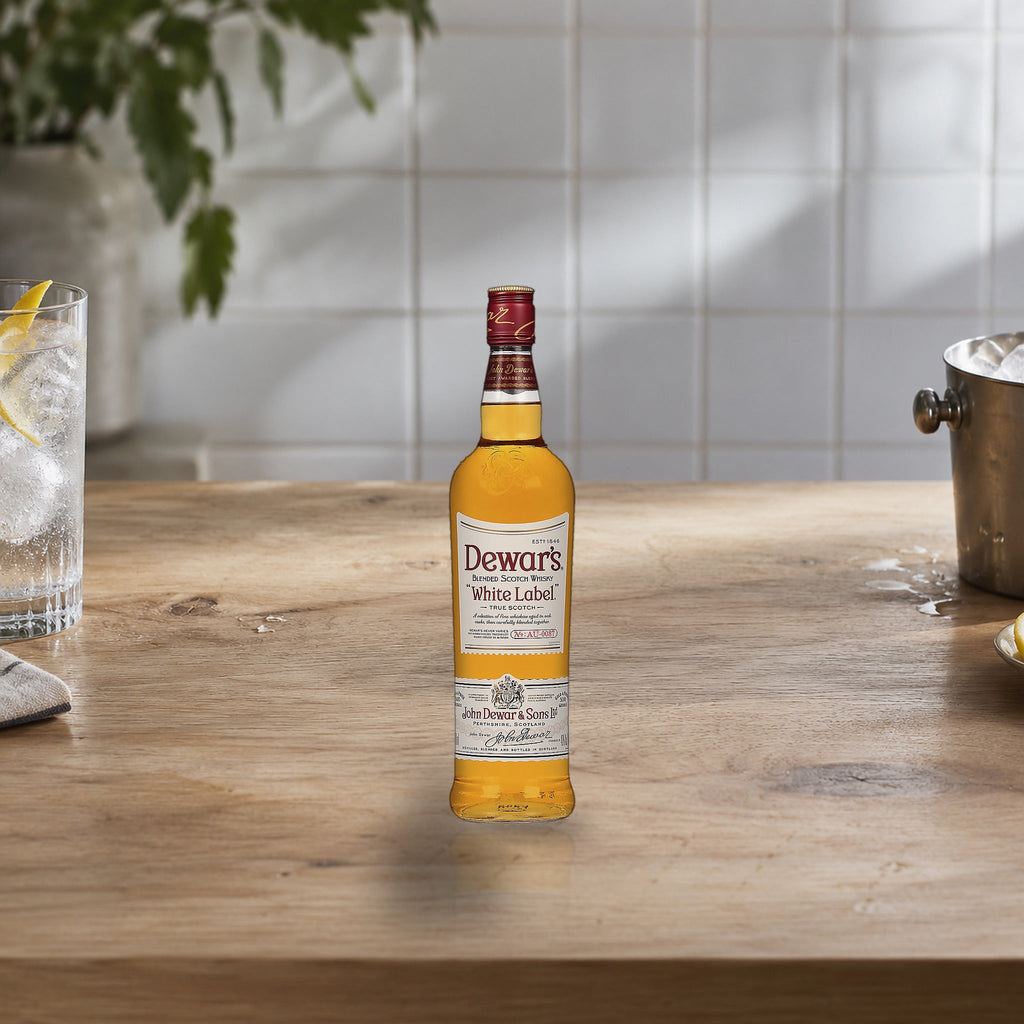 Dewar's Blended Scotch White Label Whiskey highball counter