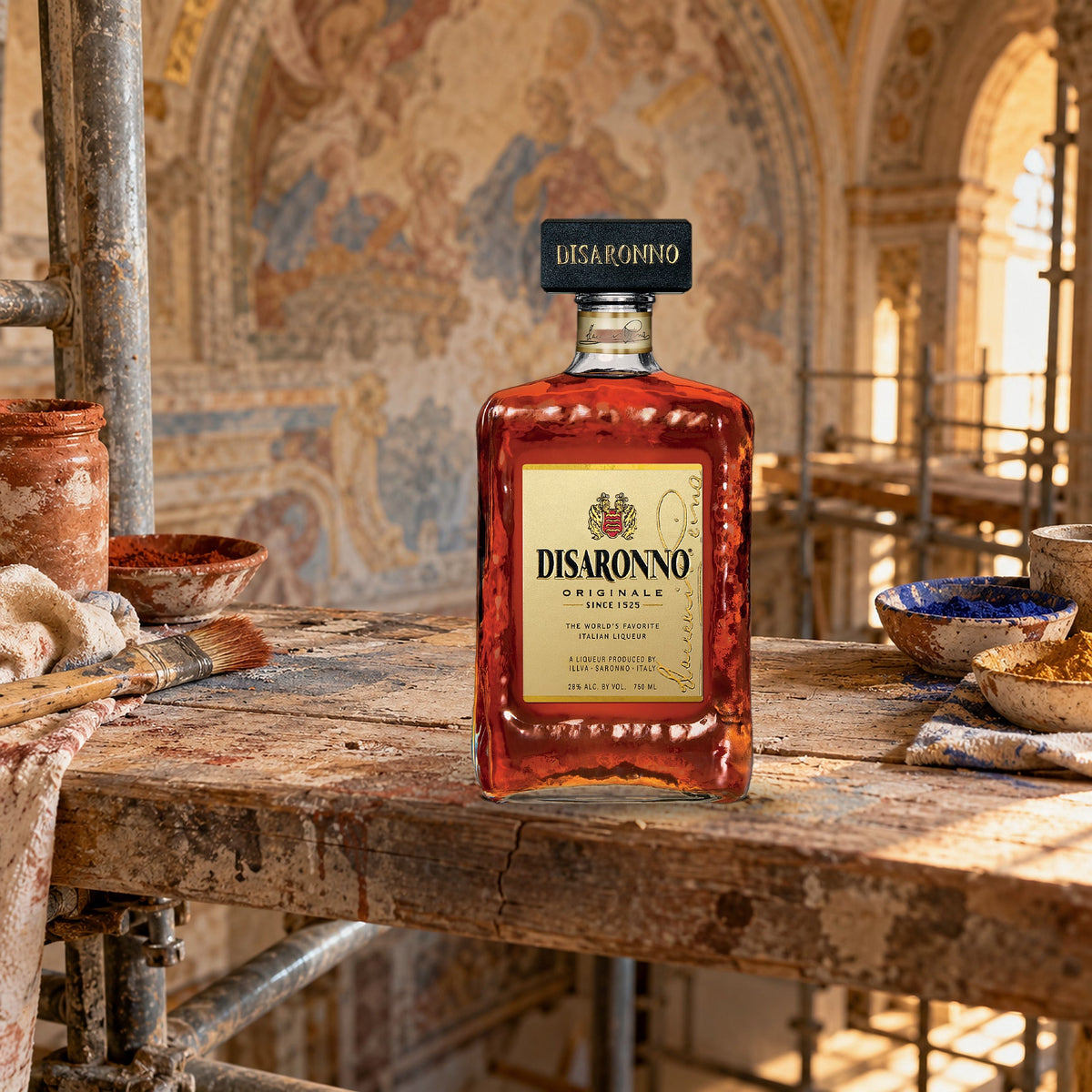 Disaronno Originale Amaretto Liqueur fresco scaffold