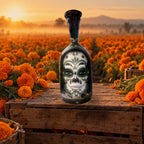 Dos Artes Calavera Doble Barrica 28 Añejo Tequila Día de Muertos marigold field