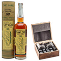 E.H. Taylor Barrel Proof With Gift — Wooden Box, 2 Glasses & Whiskey Stones