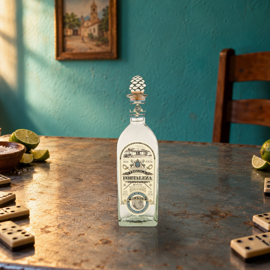 Fortaleza Blanco Tequila cantina domino table