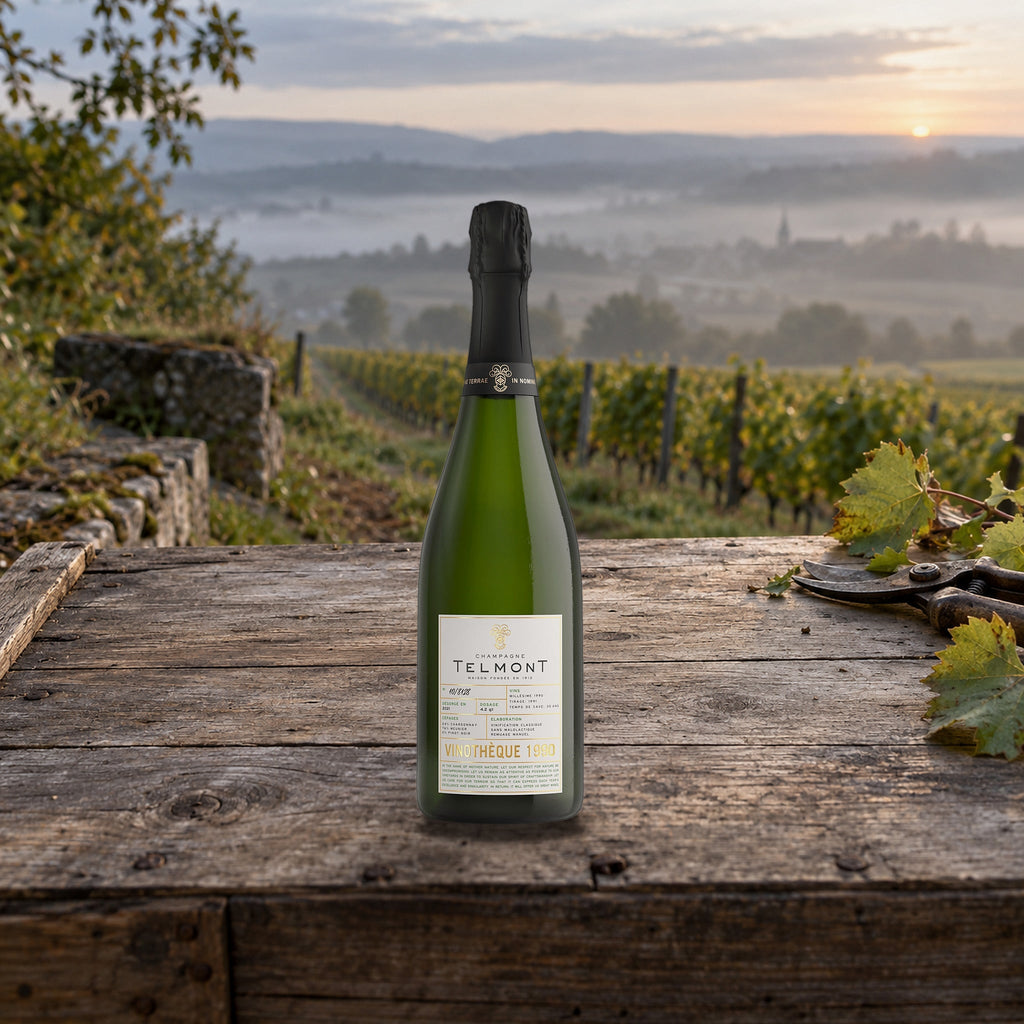 Telmont Champagne Extra Brut Vinothèque 1990 harvest crate dawn