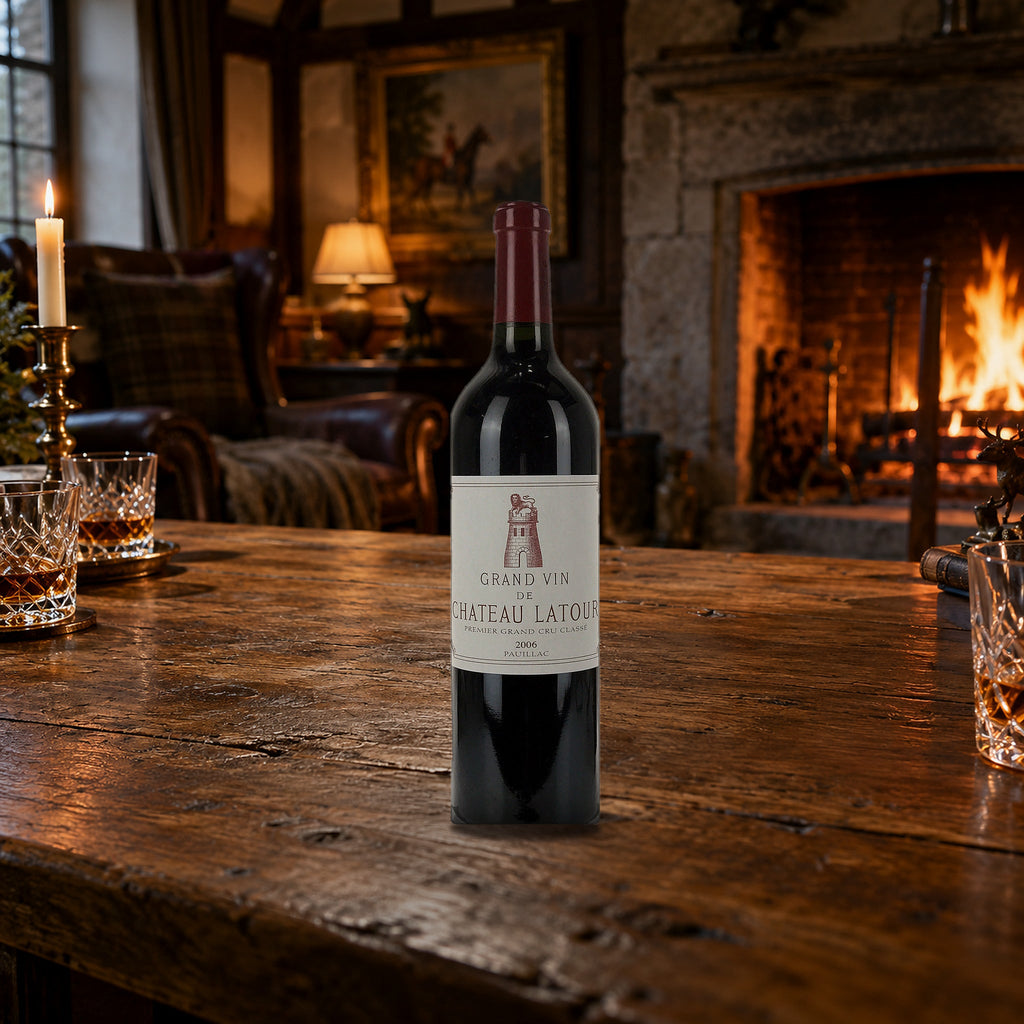 Chateau Latour Pauillac 2006 With Wood Box hearth oak table