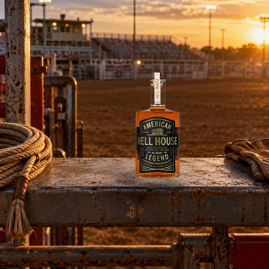 Hell House Blended American Whiskey American Legend 90 rodeo chute rail