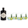 Hendrick's Gin & Riedel Gin Glasses — Bottle & 4 Crystal Balloon Glasses