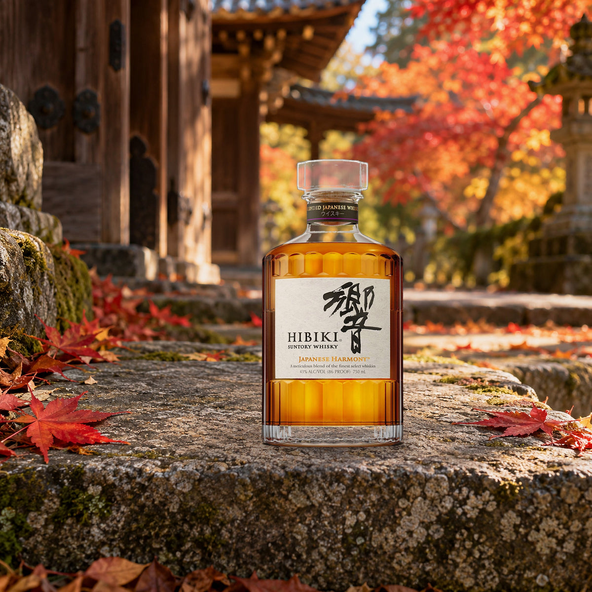 Hibiki Suntory Whisky Japanese Harmony temple maple step