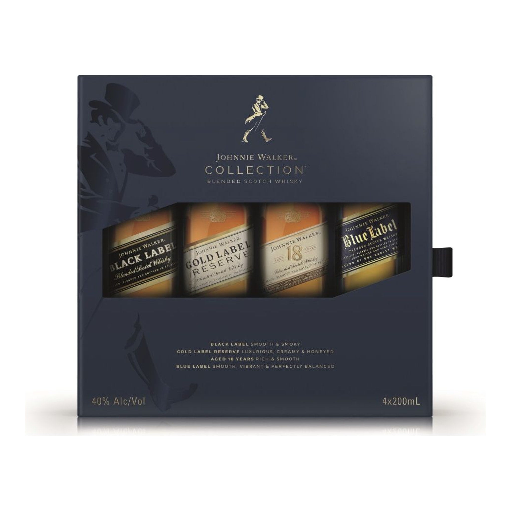 Johnnie Walker Collection Gift Pack 4 x 200ml (Black Label, Gold Label Reserve, 18 Year & Blue Label)