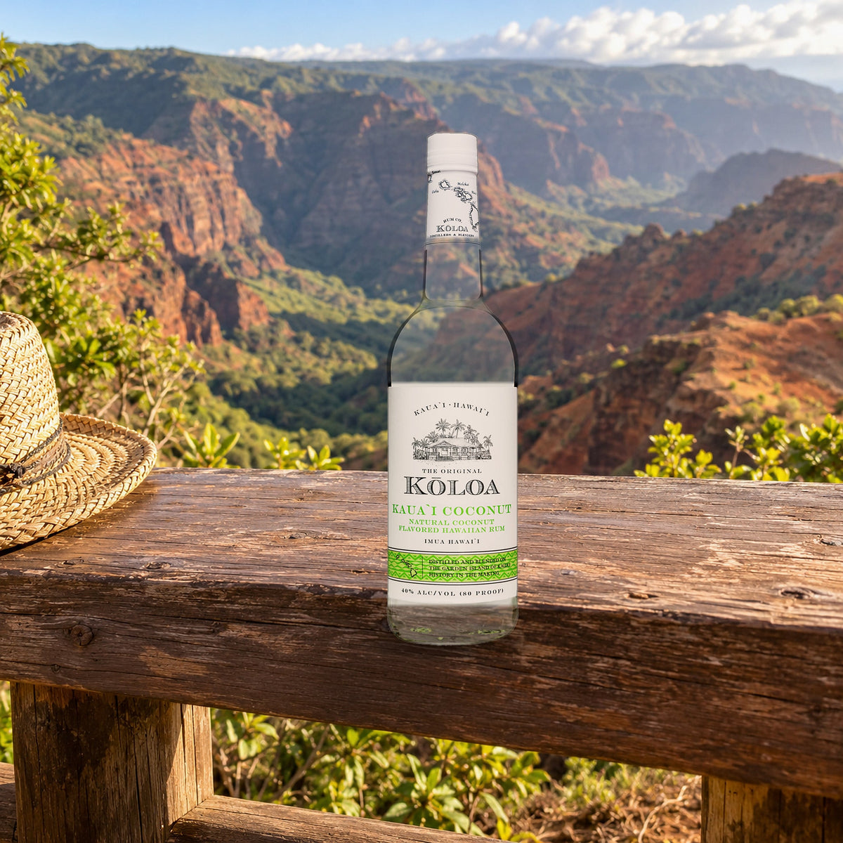 Koloa Kauai Coconut Rum canyon overlook rail