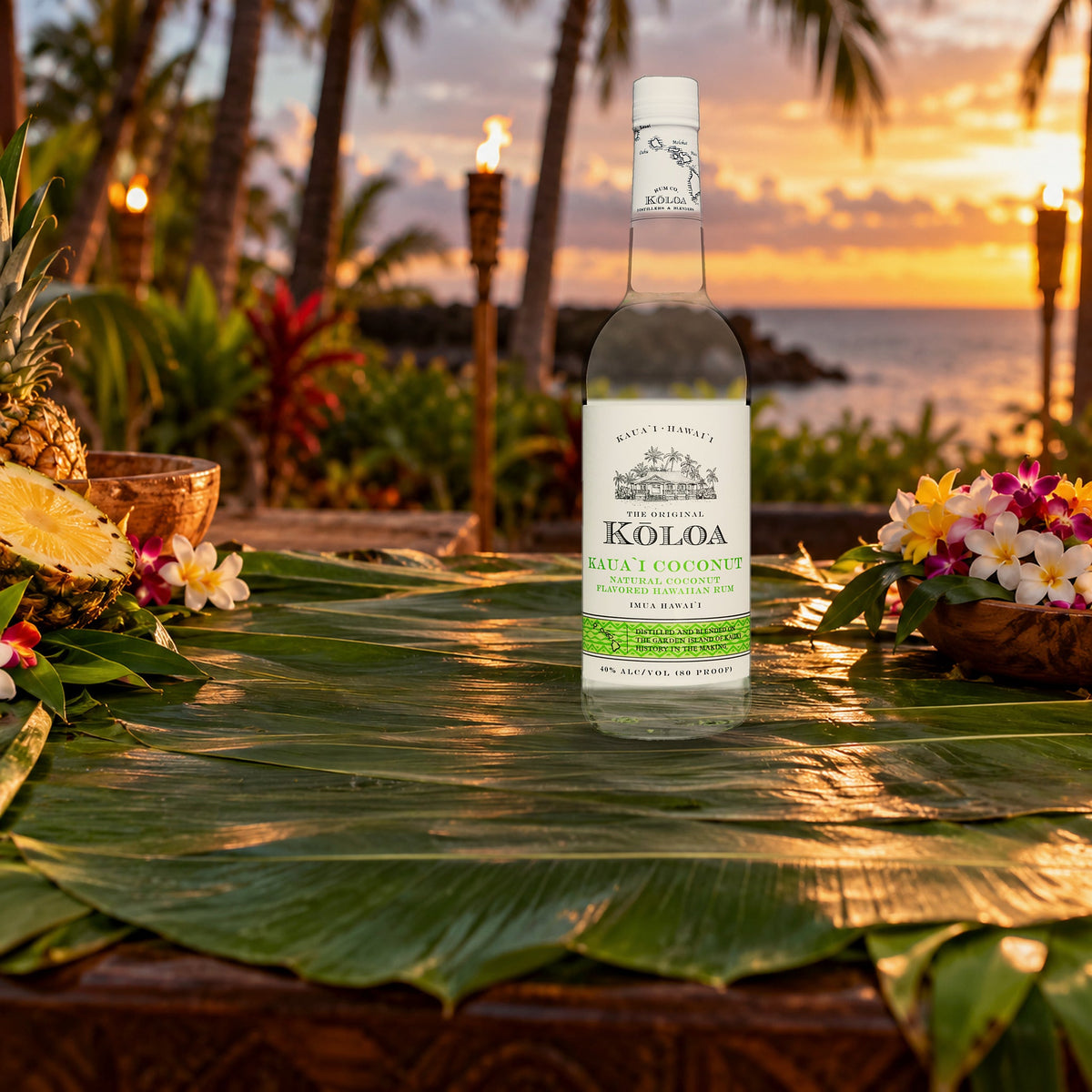 Koloa Kauai Coconut Rum luau table