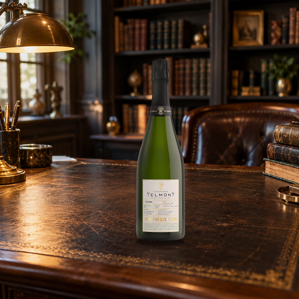 Telmont Champagne Extra Brut Vinothèque 1996 library desk