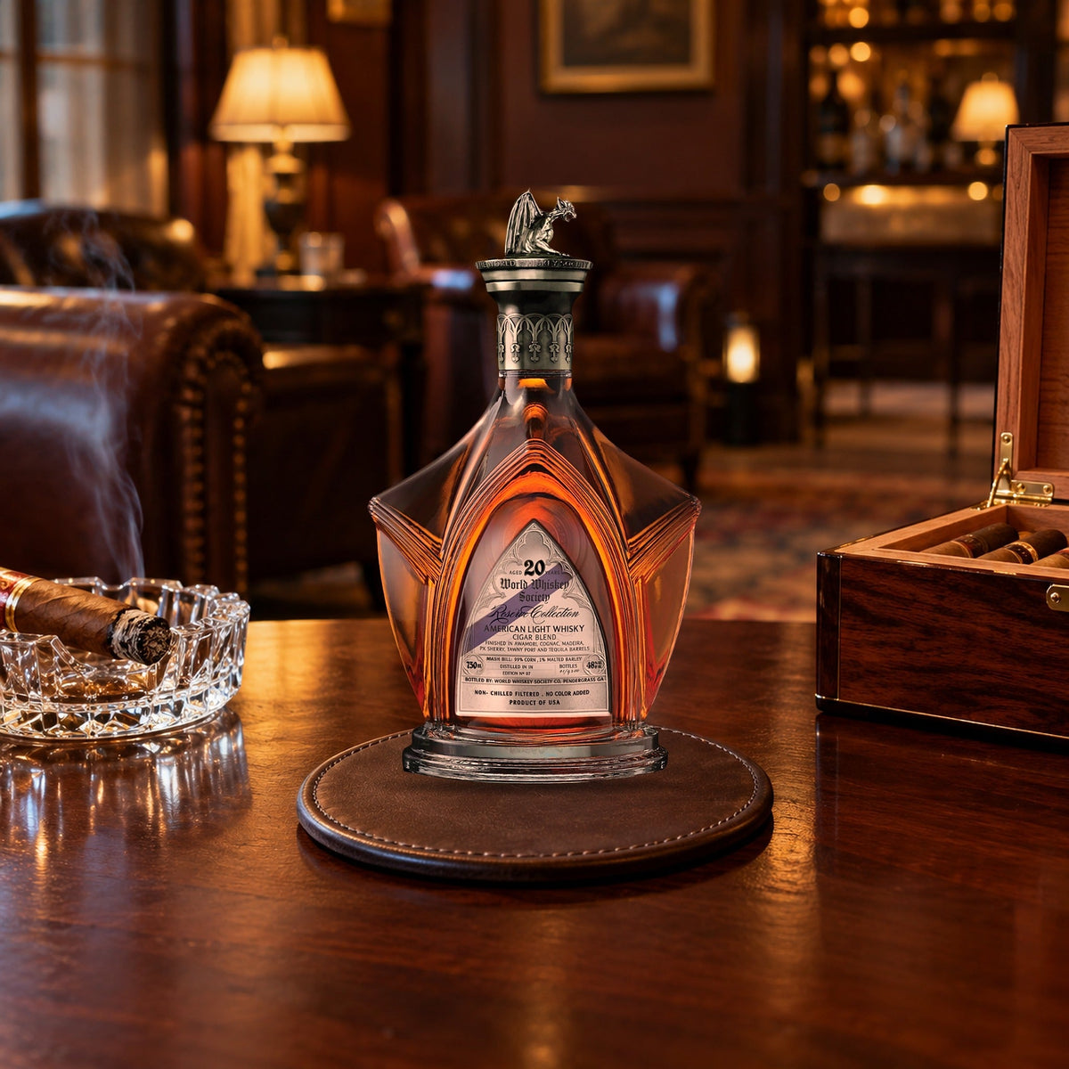 World Whiskey Society Reserve Collection 20 Year Cigar Blend American Light Whisky lifestyle scene 1