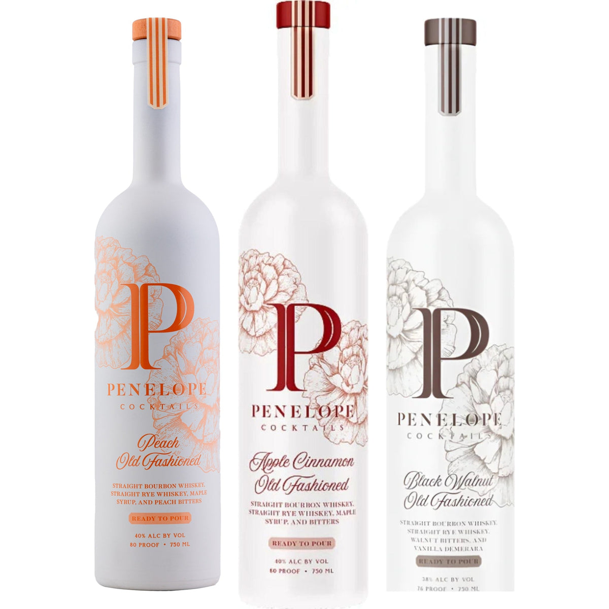 Penelope Old Fashioned Flight — Peach, Apple Cinnamon & Black Walnut