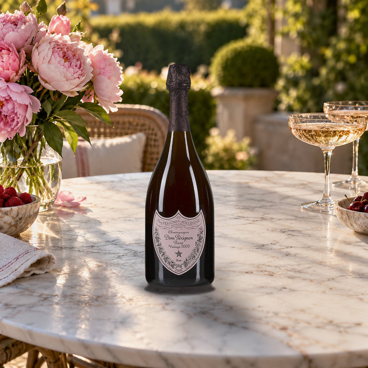 Dom Perignon Champagne Brut Rosé Vintage 2003 peony terrace