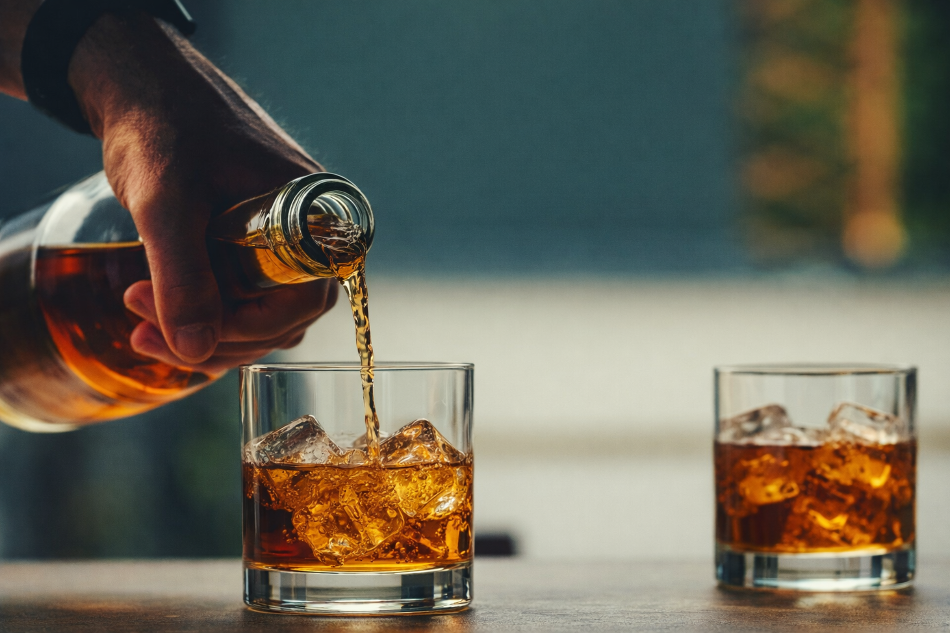 A perfectly poured whisky glass