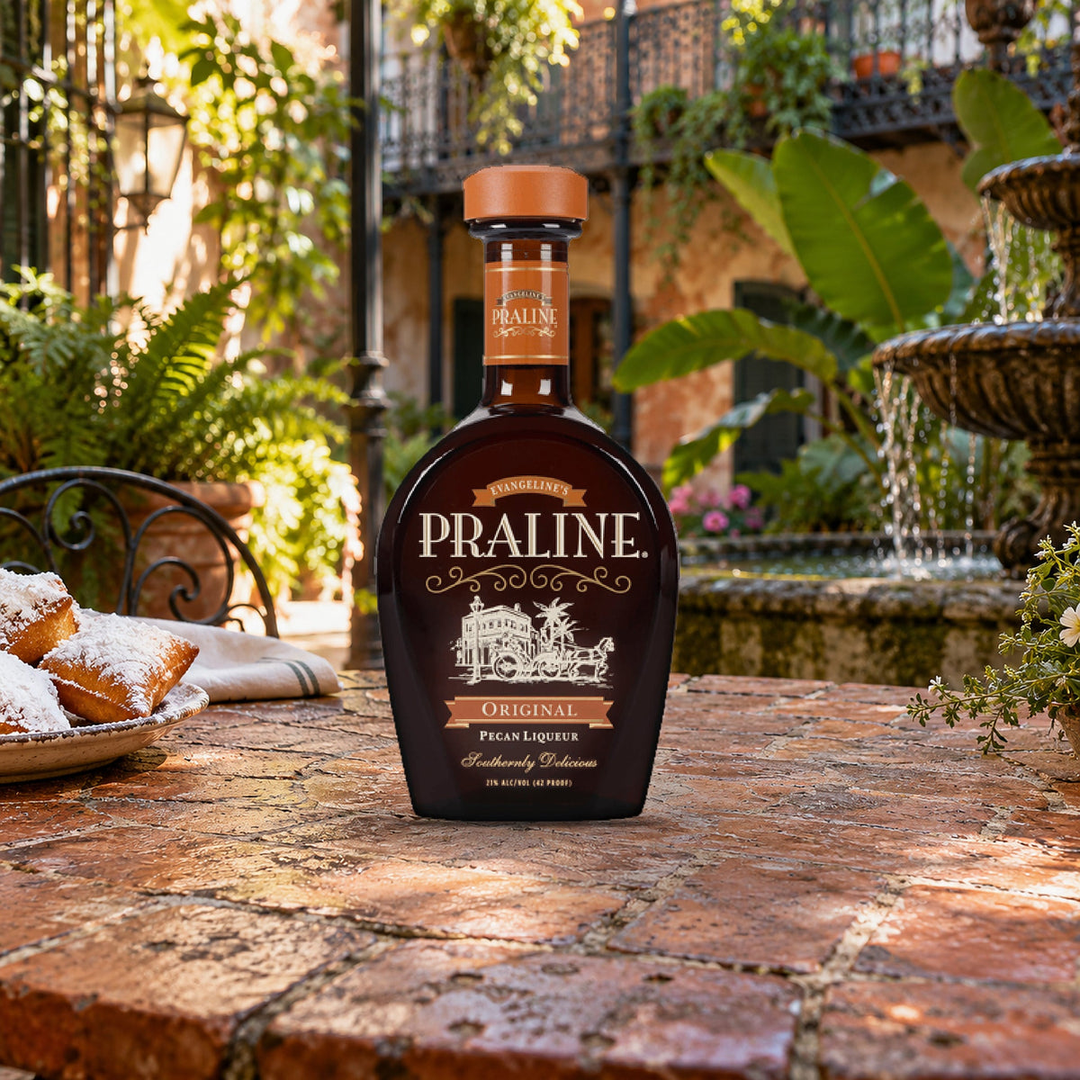 Praline Original Pecan Liqueur french quarter courtyard
