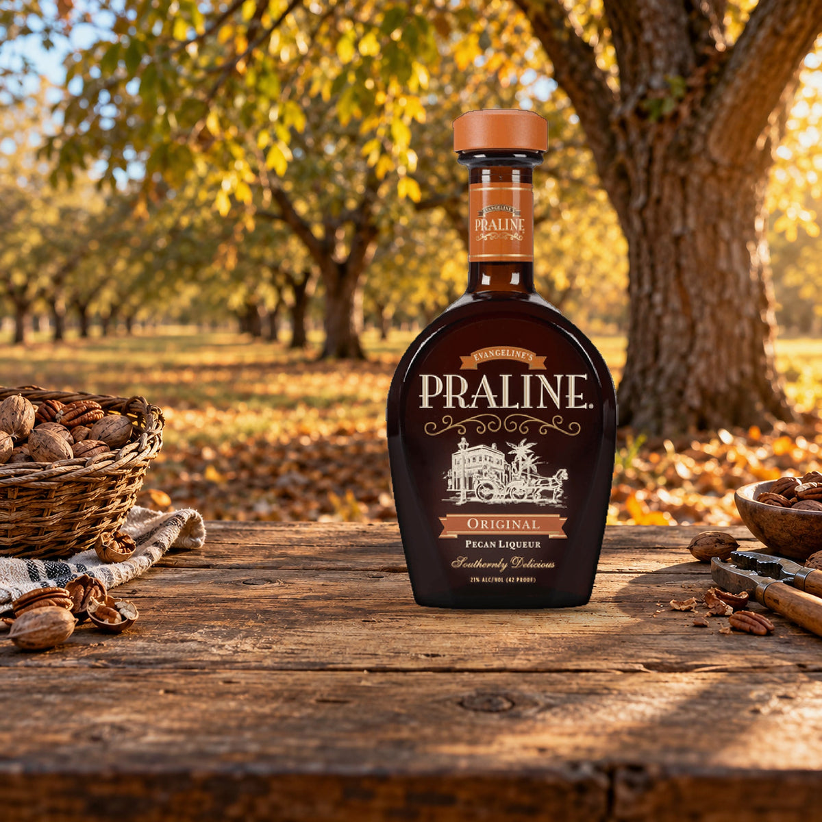 Praline Original Pecan Liqueur pecan orchard table