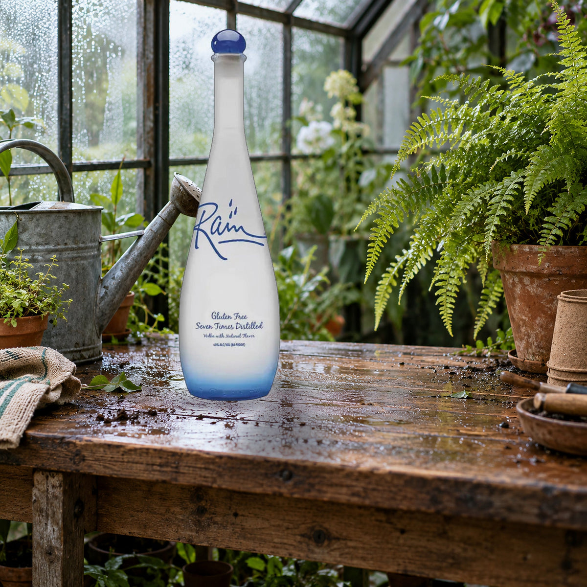 Rain Vodka greenhouse bench
