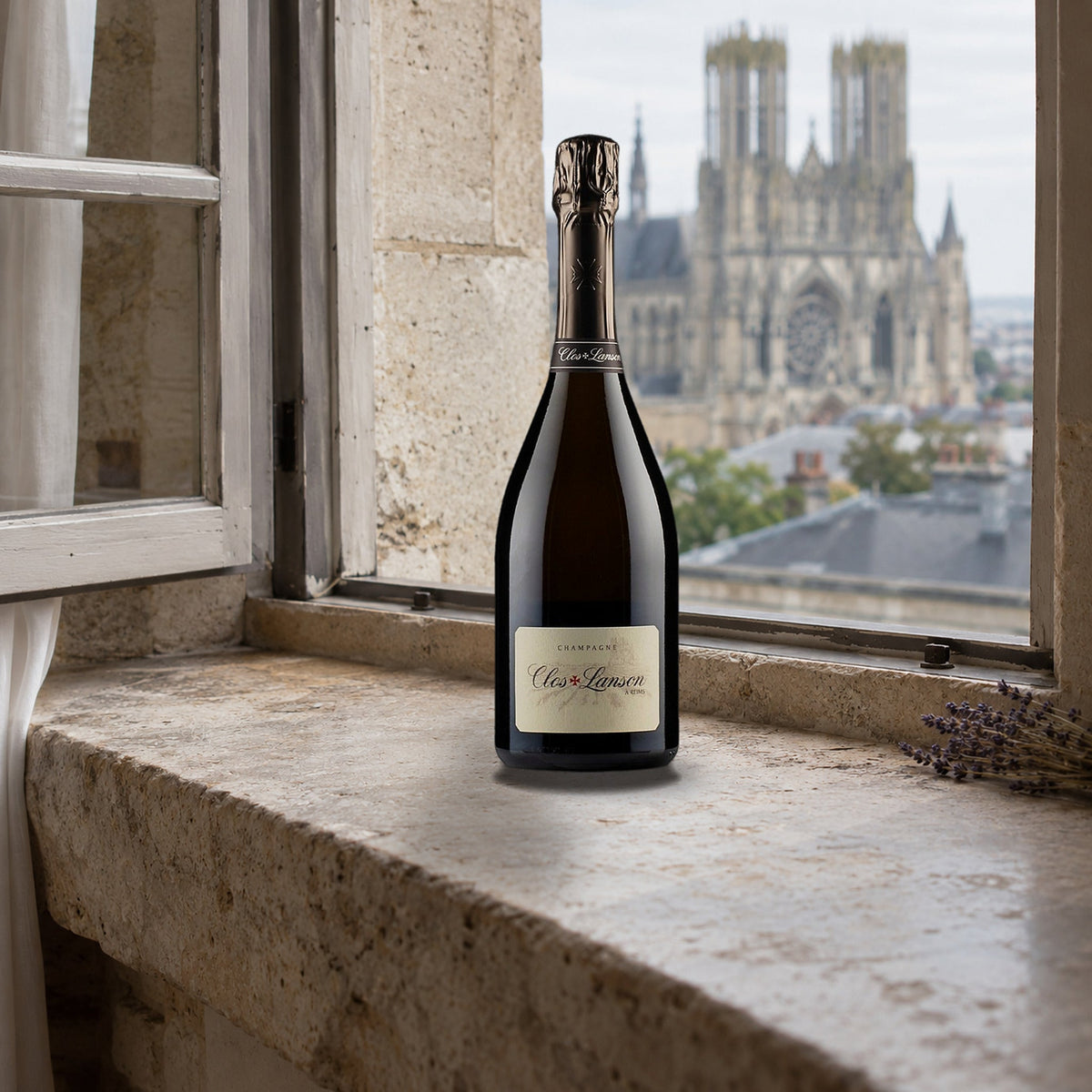 Lanson Champagne Brut Blanc De Blancs Clos Lanson 2007 With Wood Box reims window sill
