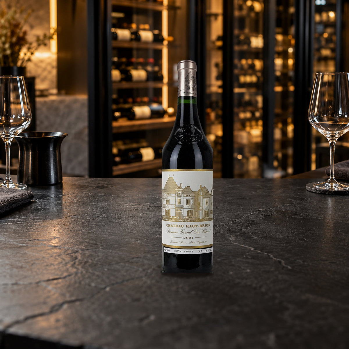 Chateau Haut Brion Pessac Leognan 2021 With Wood Box tasting counter black