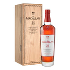 The Macallan 25 Year Old Sherry Oak 2026 Release bottle and oak presentation box, angled view