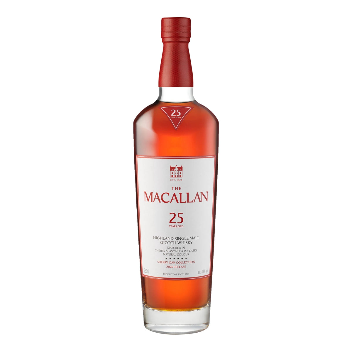 The Macallan 25 Year Old Sherry Oak 2026 Release 750ml bottle