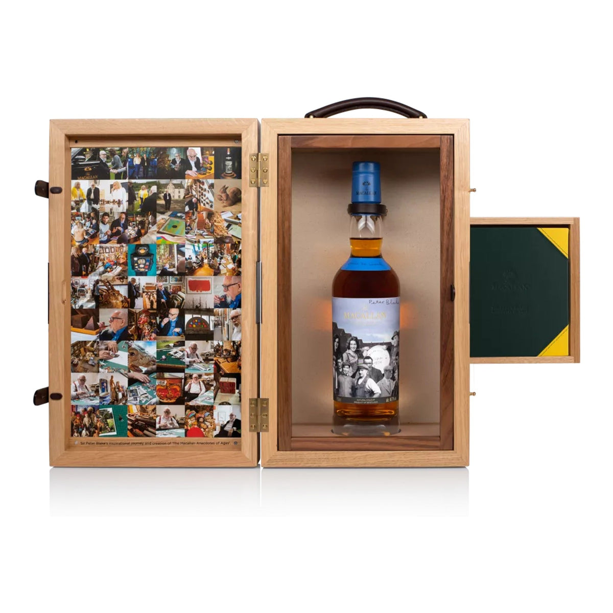 The Macallan Down to Work 1967 – Sir Peter Blake, case open with collage panel and leather book