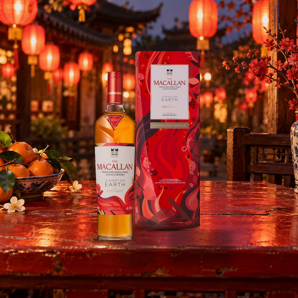 The Macallan Scotch Single Malt A Night on Earth The First Light 2025 Whiskey lantern festival table