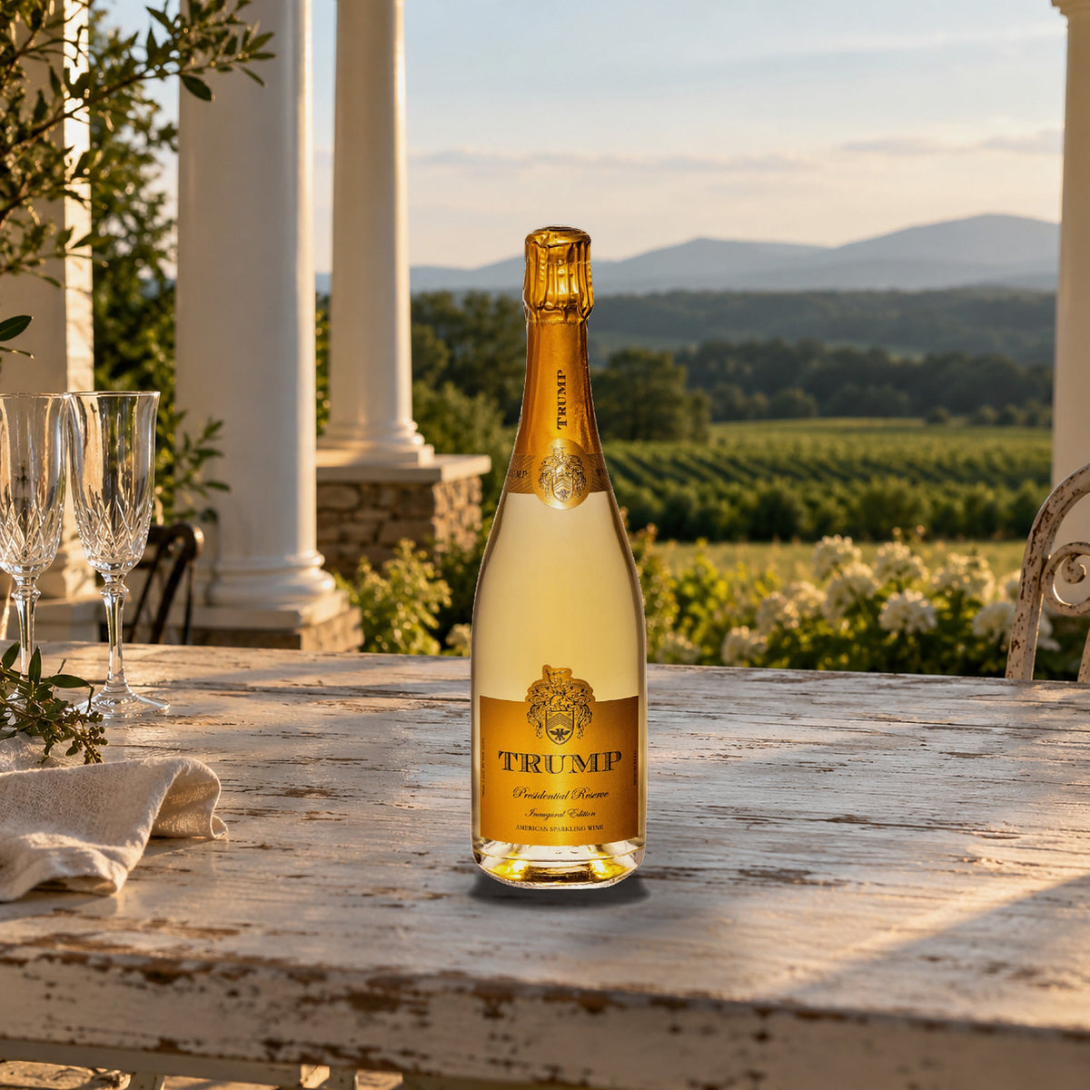 Trump Sparkling Wine Presidential Reserve Inaugural Edition Monticello veranda