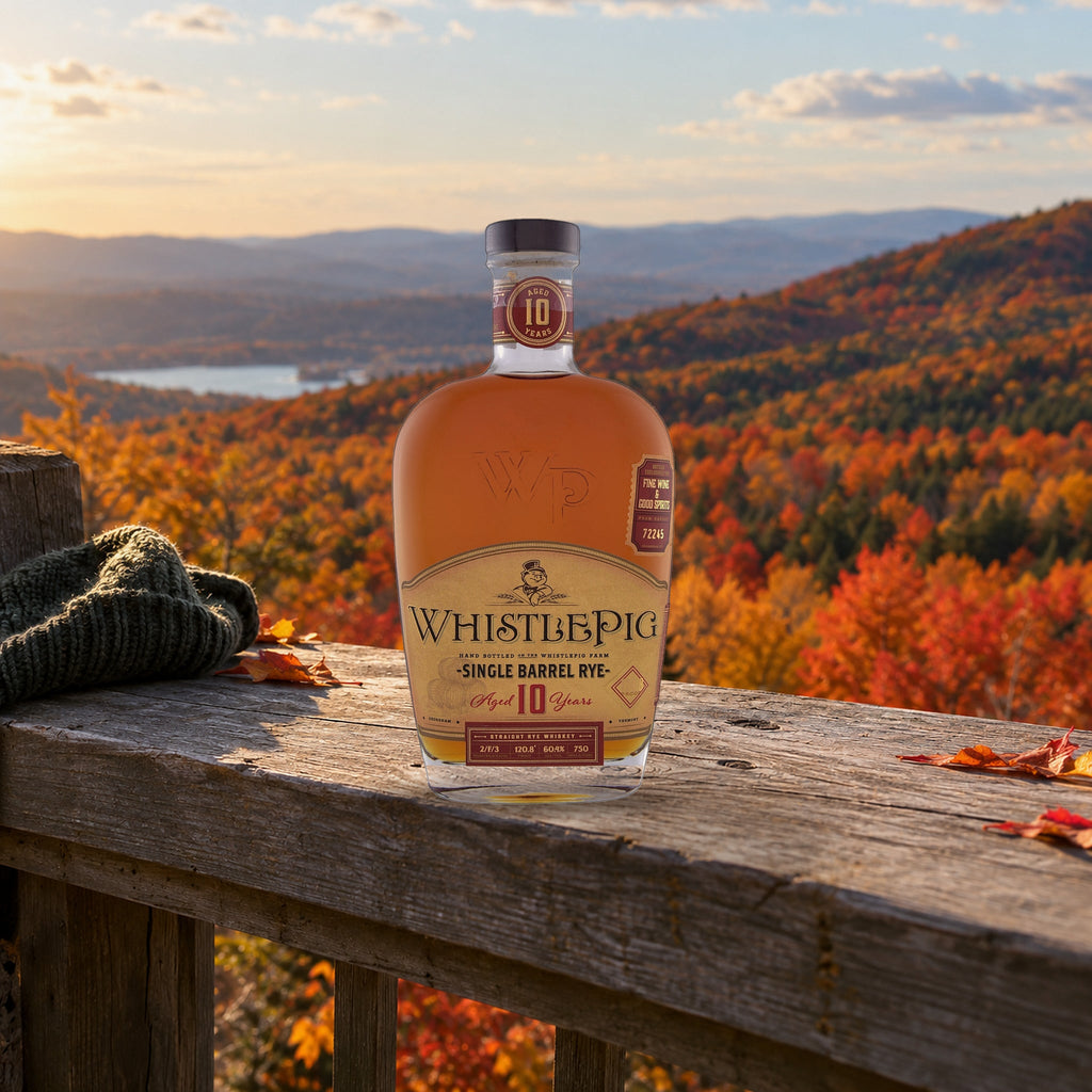 Whistlepig Straight Rye Whiskey Single Barrel 10 Year foliage overlook rail