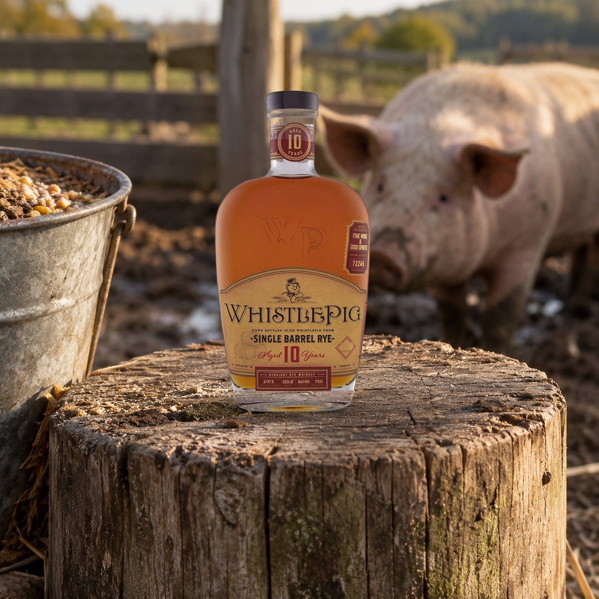 Whistlepig Straight Rye Whiskey Single Barrel 10 Year pig pen fence