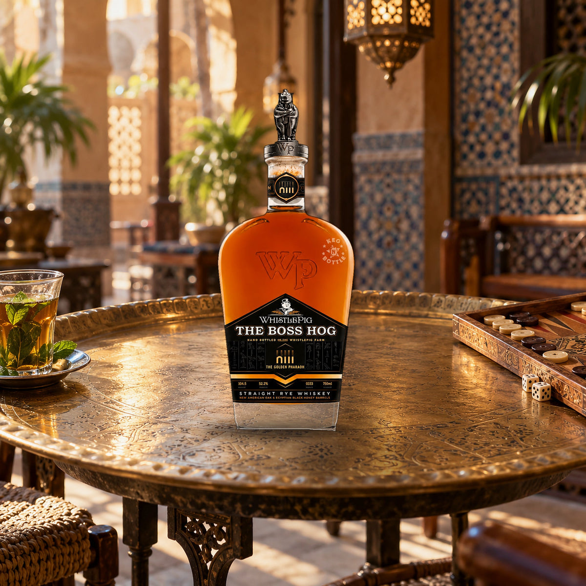 WhistlePig The Boss Hog XIII The Golden Pharaoh Straight Rye Whiskey cairo cafe tray
