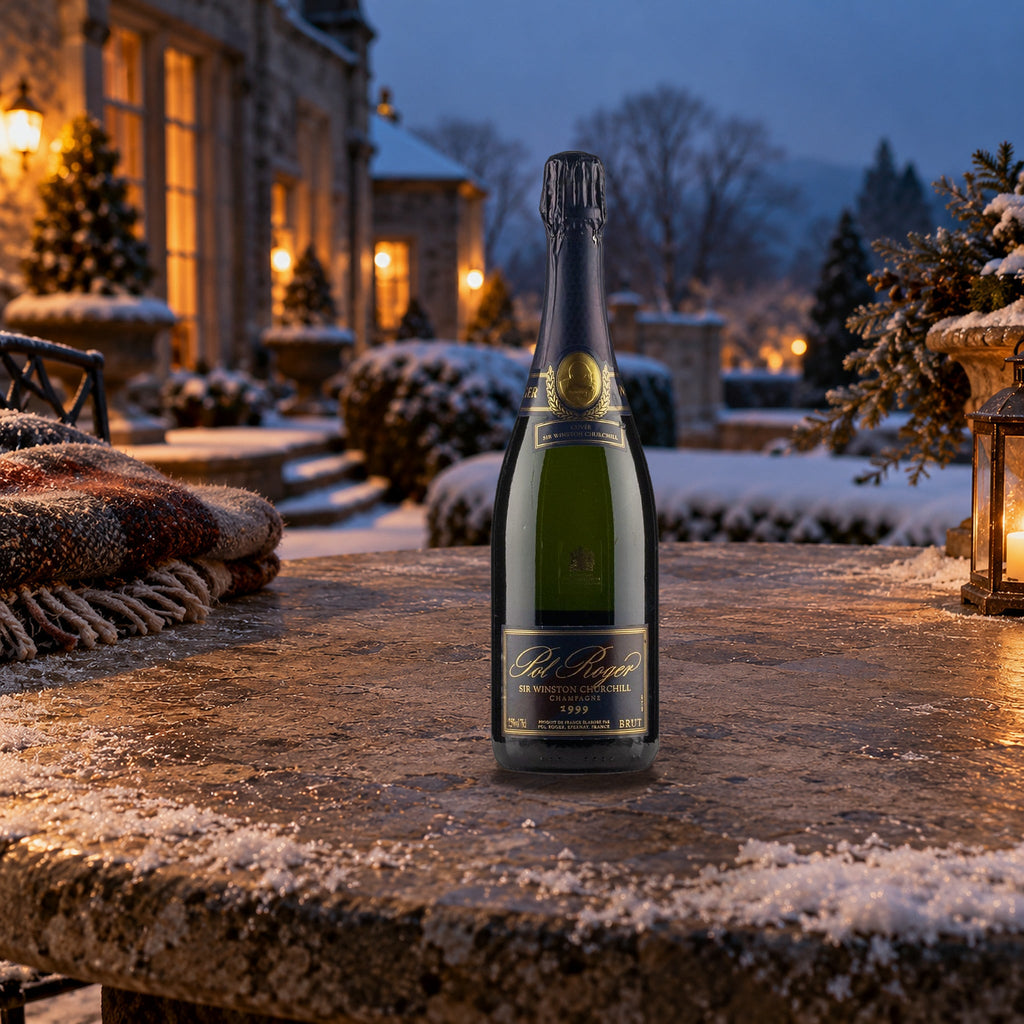 Pol Roger Champagne Brut Cuvée Sir Winston Churchill 1999 winter terrace table